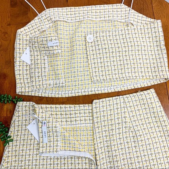 **SOLD** NWT Lush Brand Yellow Tweed Skirt Set - Picture 5 of 8